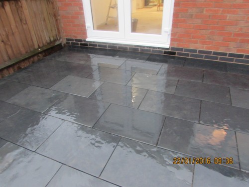 Black slate paving patio - paving,