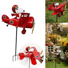 Cartoon Pilot Flying Biplane