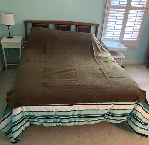 Olive green wool blanket - wool,