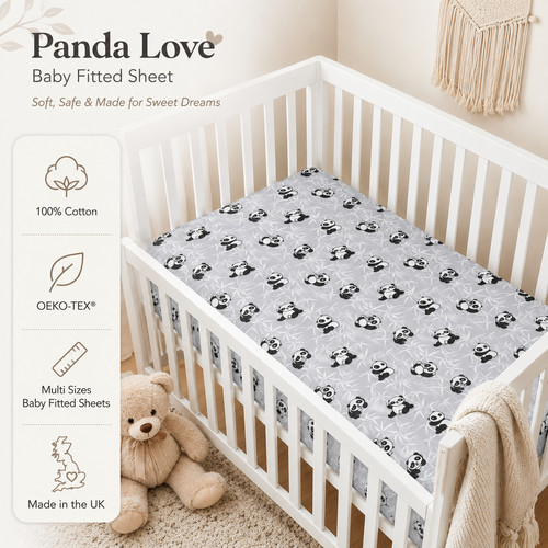 Panda baby fitted sheet - baby, 100%