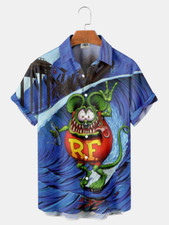 Hot Rod Rat Fink RF Surfing hawaiian 3d Printed Shirt