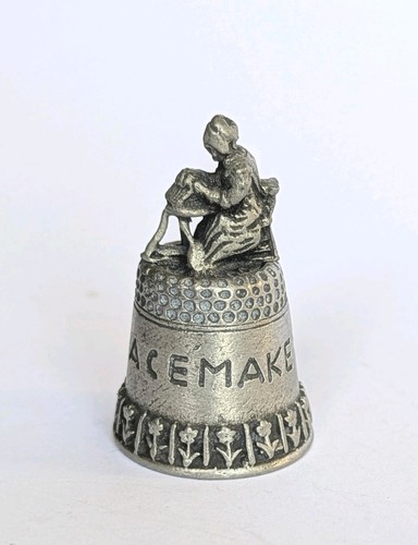 Vintage solid pewter thimble - vintage,