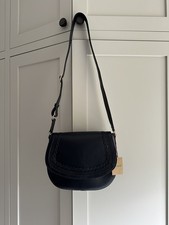 Boden Navy Leather Midi Saddle