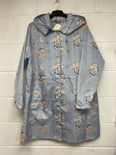 Cath Kidston Powder Blue Floral Pack Away Rain Coat With Storage Bag  Size XL PK