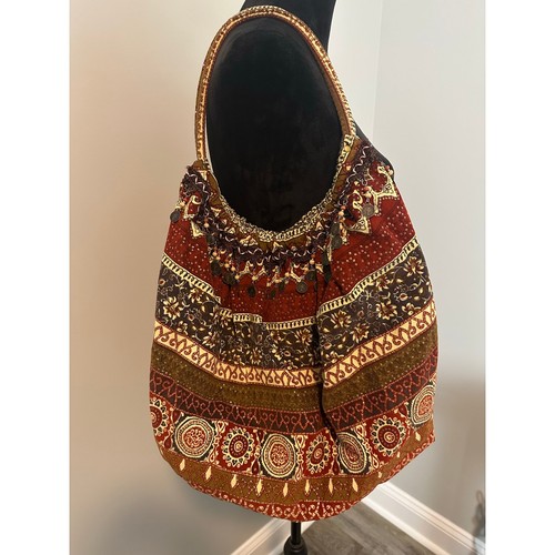 Boho corduroy hobo bag beaded - boho,