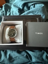 Timex Men's Chronograph Watch Marlin WR50M with Leather Strap & Moon Phase