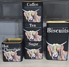 highland cow Tea Coffee Sugar  set of 3 