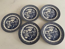 5 X Ringtons Ltd Blue Willow Dinner Plates Set White Vintage 24.5cm