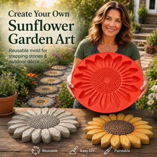 Sunflower stepping stone mold - sunflower,