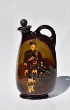Antique Royal Doulton Kingsware THE PIPE MAJOR Dewars Whisky Flask & Stopper