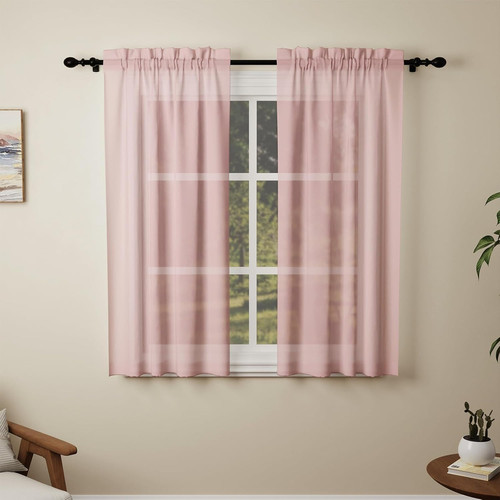 Pink voile curtains - curtains,, 2