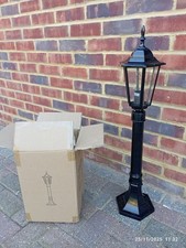 Outdoor Aluminium Glass Lantern Lamp Garden Lamp Post Light Black