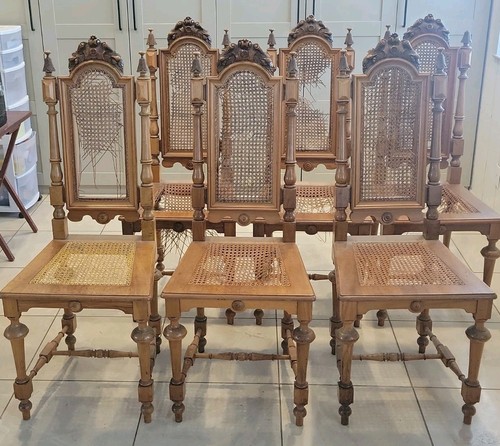 Antique dining chairs set 6 - antique, of