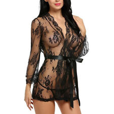 Sexy Lingerie Floral Lace See Through Kimono Robe SNT8057