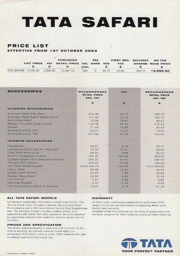 Tata safari prices - safari, &