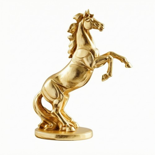 Gold resin horse statue - gold,