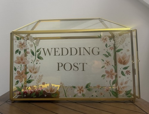 Gold glass wedding post box - glass,