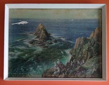 Vintage Retro 50s Vernon Ward Cornwall Seascape Armed Knight Print Picture Frame