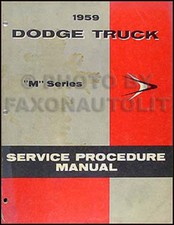 1959 Dodge Truck ORIGINAL Shop Manual Pickup Power Wagon Etc Repair Service Book