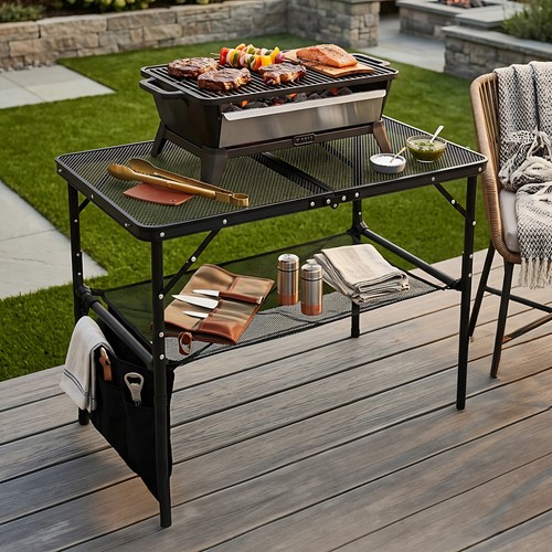 Folding camping grill table - folding,