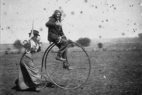 Man penny farthing - man, penny-farthing