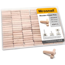 125 Pcs 3/8" Fluted Wooden Dowels for Heavy-Duty Joints & Furniture Assembly
