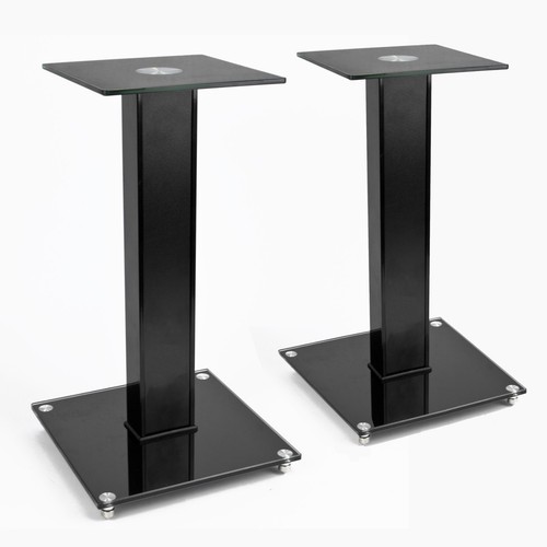 Black glass speaker stands - black,