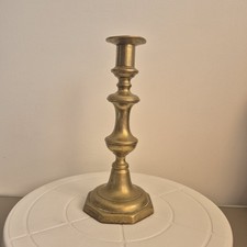 Vintage Brass Candlestick 22cm Tall Octagonal Base Single Candle Holder 