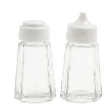 Clear Glass Salt and Pepper Shakers Pots Dispensers Cruet Jars Set Plastic Lid