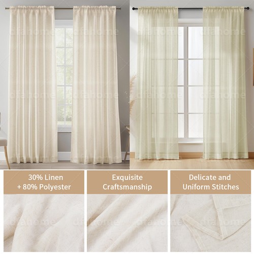 Panels natural linen plain - natural,