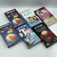 6 x VHS Blank Video Cassette Tapes • 180 & 240 TDK/Memorex/JVC/Sony • Sealed