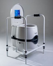 PORTABLE TOILET & DISABILITY FRAME DISABLED ELDERLY USE MOBILE ELECTRIC FLUSH