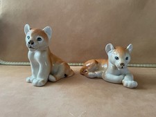 pair of vintage porcelain lion