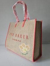 Ted Baker Floral Extra LARGE Icon Tote Shopper Holiday Beach Bag, Natural/Orange
