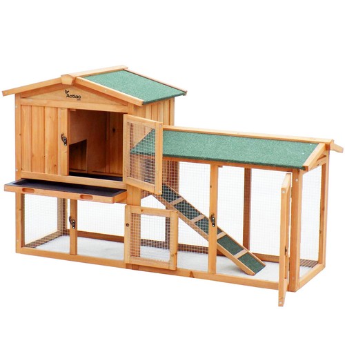 Wooden pet rabbit hutch - wooden,
