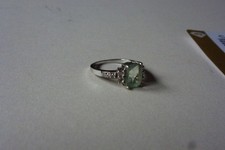 Tucson Green Fluorite and White Topaz Silver ring N to O