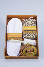 4pcs Bath Set Leopard Slippers