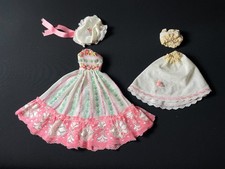 Vintage Faerie Glen dress set pink green lace trim rose embroidery fit 12” doll