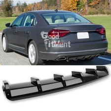 For VW Passat B8 B9 Glossy Black Rear Bumper Spoiler Splitter Shark Fin Body Kit