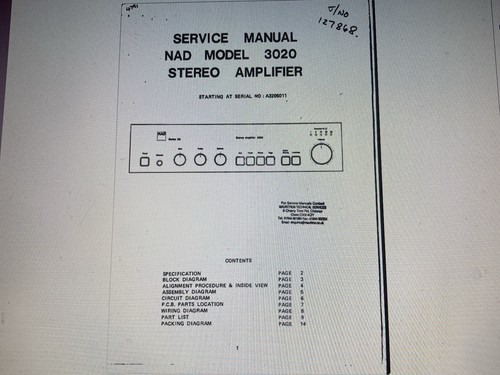 Nad 3020 service manual - 3020,