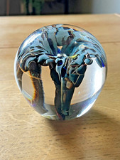 Vintage Adrian Sankey Signed Art Glass Flower Paperweight