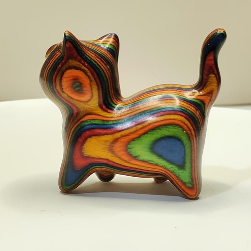 Hand painted wooden - hand, cat