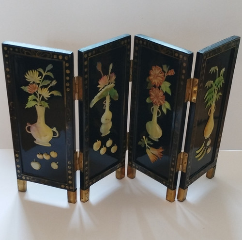 Chinese shell carving panel - carving, 4-panel
