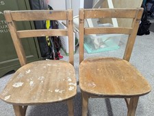 2 Vintage Antique Wooden Children's School Chairs