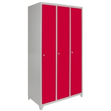 Red Metal Lockers 3 Doors Steel Staff Gym Storage Lockable School Changing Room