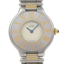 CARTIER Must21 SM Watches Vantian whiteDial Stainless Steel Quartz Analog ...