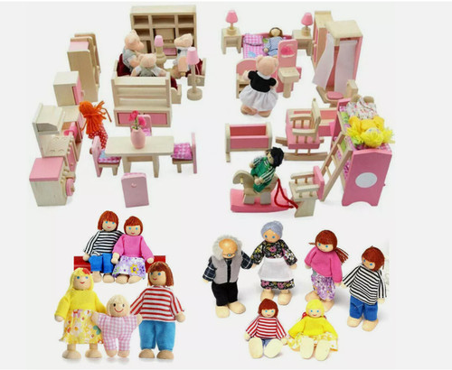 Wooden dolls house - dolls,