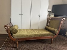 Antique carved wood chaise - wood,