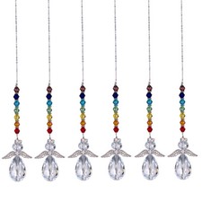 6Pcs Crystal Suncatcher Guardian Angel Rainbow Maker Hanging With Beads Prism