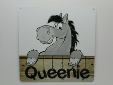 Horse Pony Stable Door Name Plate Personalised Sign Plaque Grey Tack Room Door